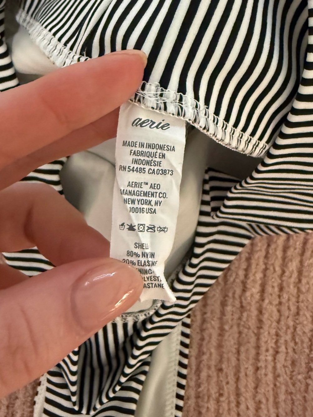 Aerie High-Waist High-Cut Cheeky Black & White Striped Bikini Bottom - Picture 2 of 4